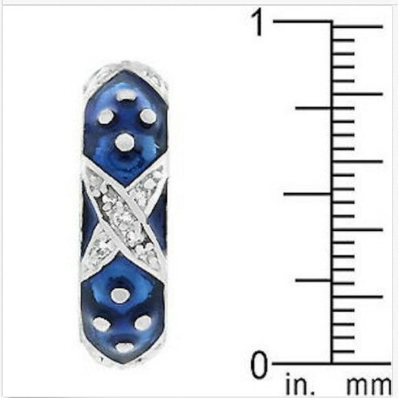 Silver Blue Enamel Ring Cubic Zirconia Size 9 10 - Picture 4 of 8